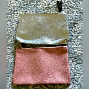 2 ipsy silver & pink makeup bag wallet